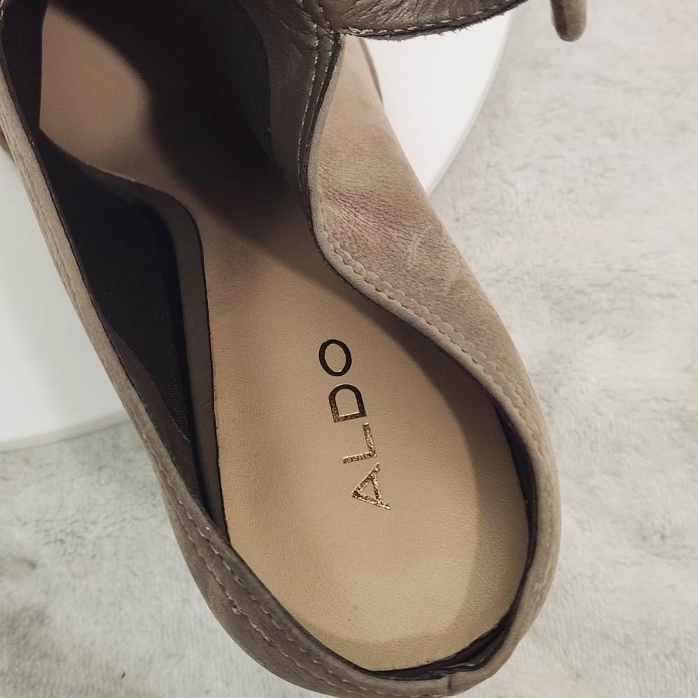 𝅺ALDO Grey Suede Adraynia Ankle Strap Block Heel Sling Back Size: 7.5 - Picture 8 of 11